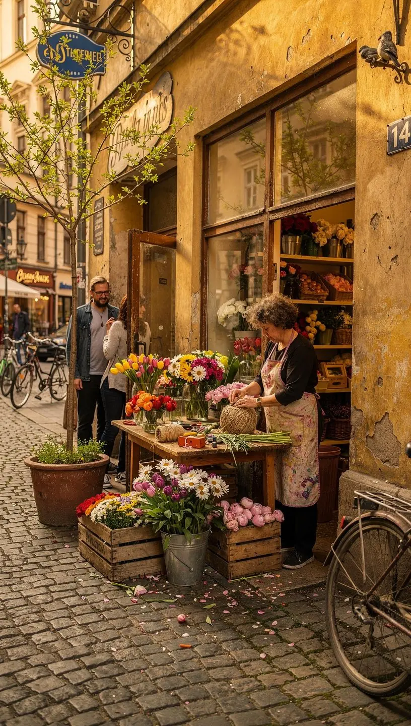 Local flower shop sourcing fresh blooms for bouquets